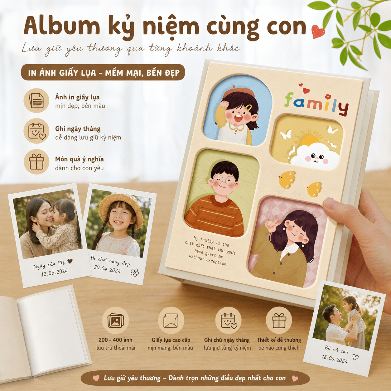Album Ảnh Gia Đình 100 ảnh - Giấy Lụa siêu mịn và album siêu xịn