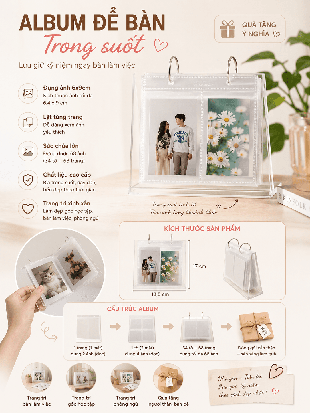 Album ảnh để bàn trong suốt